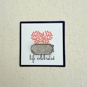 *Focal Charm* Retired KEEP COLLECTIVE Statement Geo Bar Silver Pave